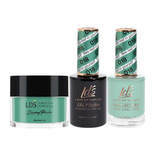 LDS 3 in 1 - 018 Bee-Leaf In Yourself - Dip (1oz), Gel & Lacquer Matching