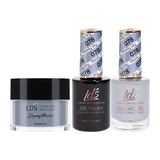 LDS 3 in 1 - 078 Moody Sky - Dip (1oz), Gel & Lacquer Matching