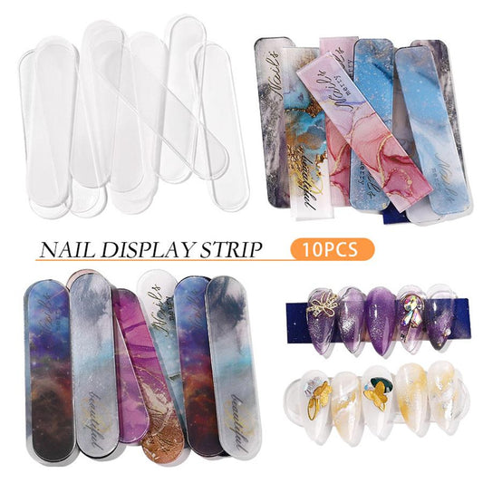 10Pcs-set Acrylic Nail Art Tips Display Holder Board Clear Bar Chart False Stick Practice DIY Salon Tools - GJ0472-03