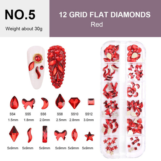 12 Grid Flat Diamonds - #05 Red