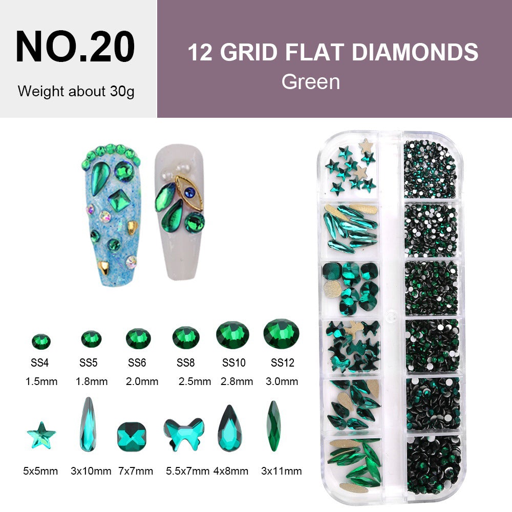 12 Grid Flat Diamonds - #20 Green