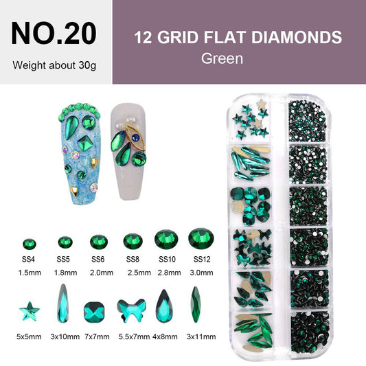 12 Grid Flat Diamonds - #20 Green