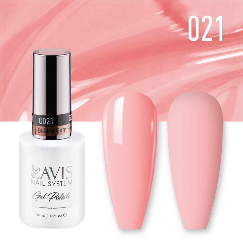 LAVIS 021 Bubble Gum Pop Gum - Gel Polish & Matching Nail Lacquer Duo Set - 0.5oz