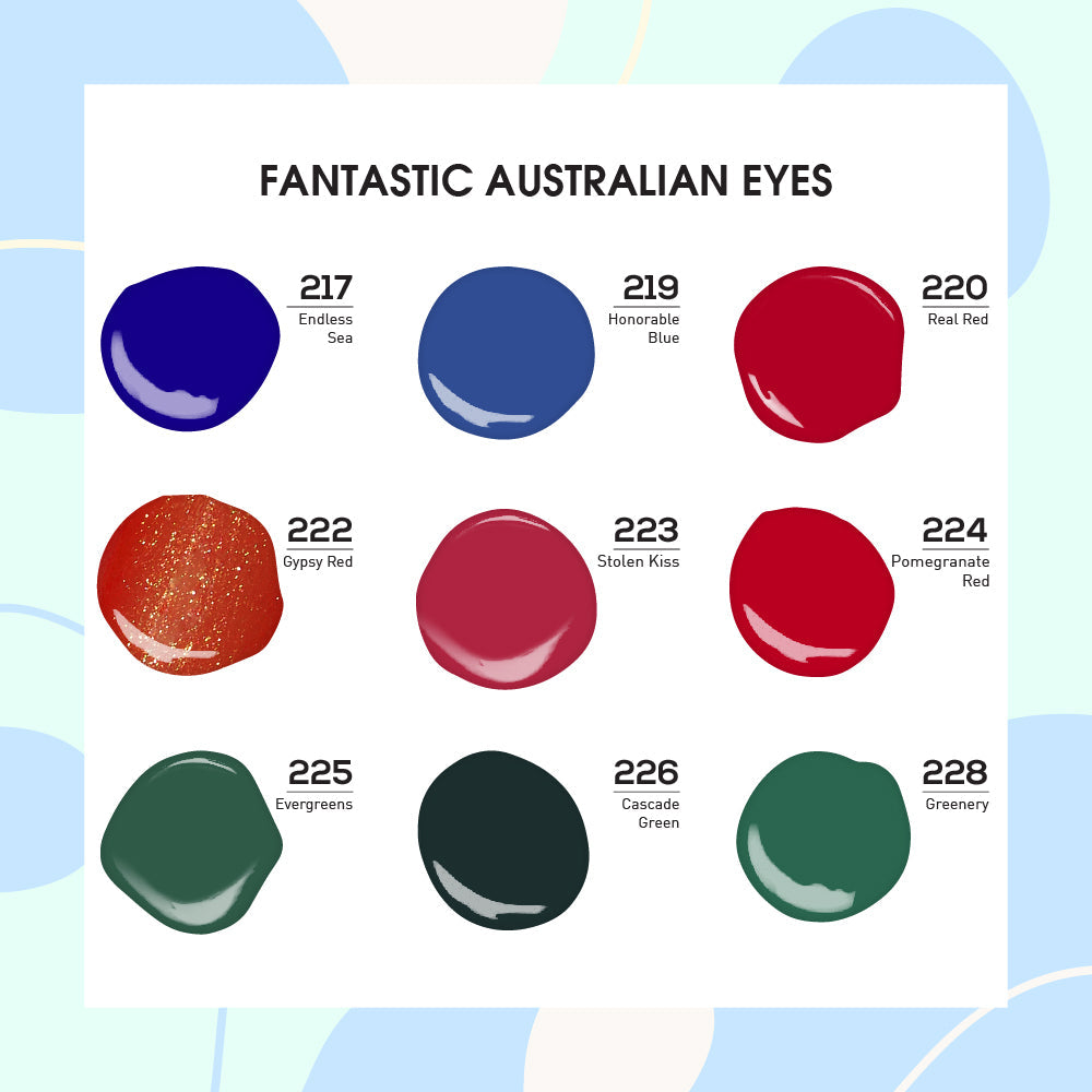 Lavis Gel Fantastic Australian Eyes Set G8 (9 colors) : 217, 219, 220, 222, 223, 224, 225, 226, 228