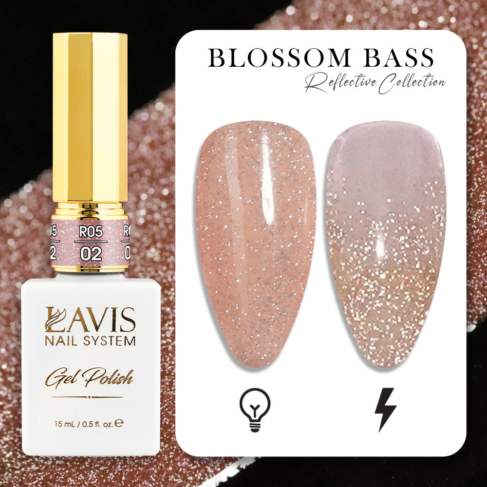 LAVIS Reflective R05 - Set 12 Colors - Gel Polish 0.5 oz - Blossom Bass Reflective Collection