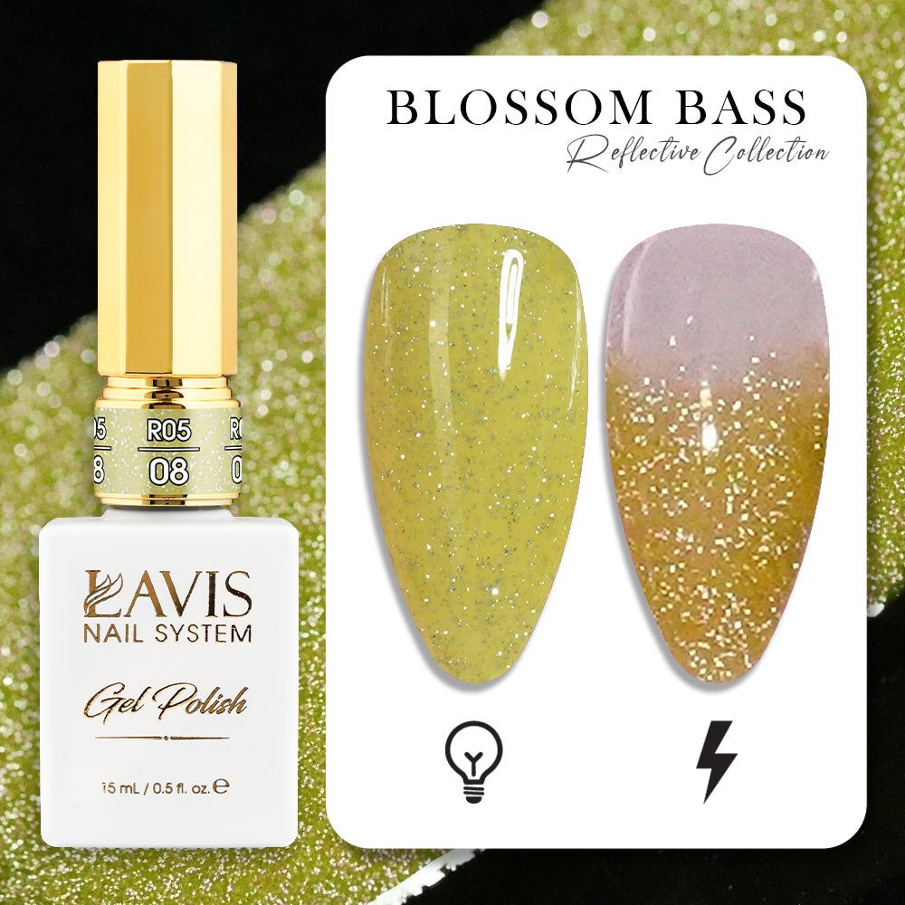 LAVIS Reflective R05 - Set 12 Colors - Gel Polish 0.5 oz - Blossom Bass Reflective Collection