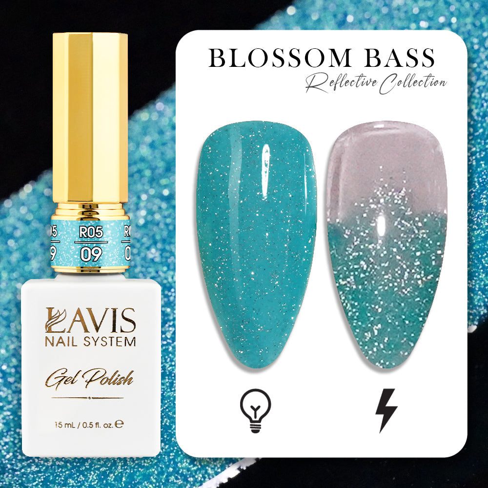 LAVIS Reflective R05 - Set 12 Colors - Gel Polish 0.5 oz - Blossom Bass Reflective Collection