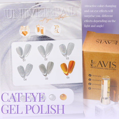  LAVIS Set 6 Colors Crystal Cat Eye Gel - Universal Cat Eye Collection by LAVIS NAILS sold by DTK Nail Supply