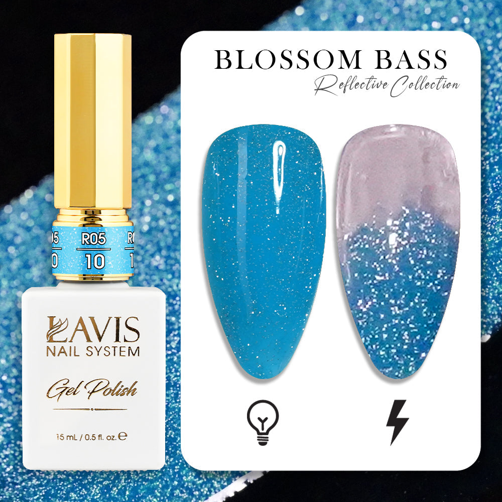 LAVIS Reflective R05 - Set 12 Colors - Gel Polish 0.5 oz - Blossom Bass Reflective Collection