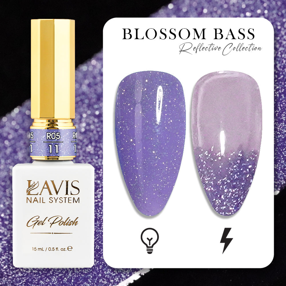 LAVIS Reflective R05 - Set 12 Colors - Gel Polish 0.5 oz - Blossom Bass Reflective Collection