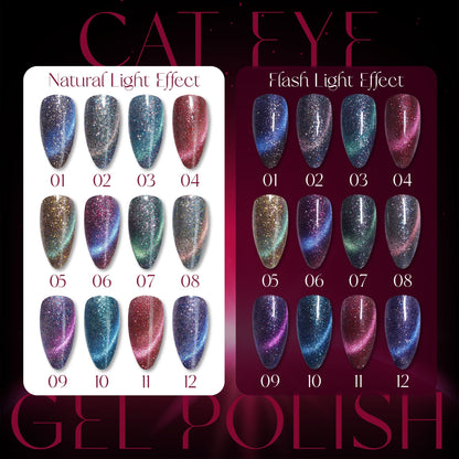 LAVIS Cat Eyes CE13 - Set 12 Colors - Gel Polish 0.5 oz - Luminous Sky Collection