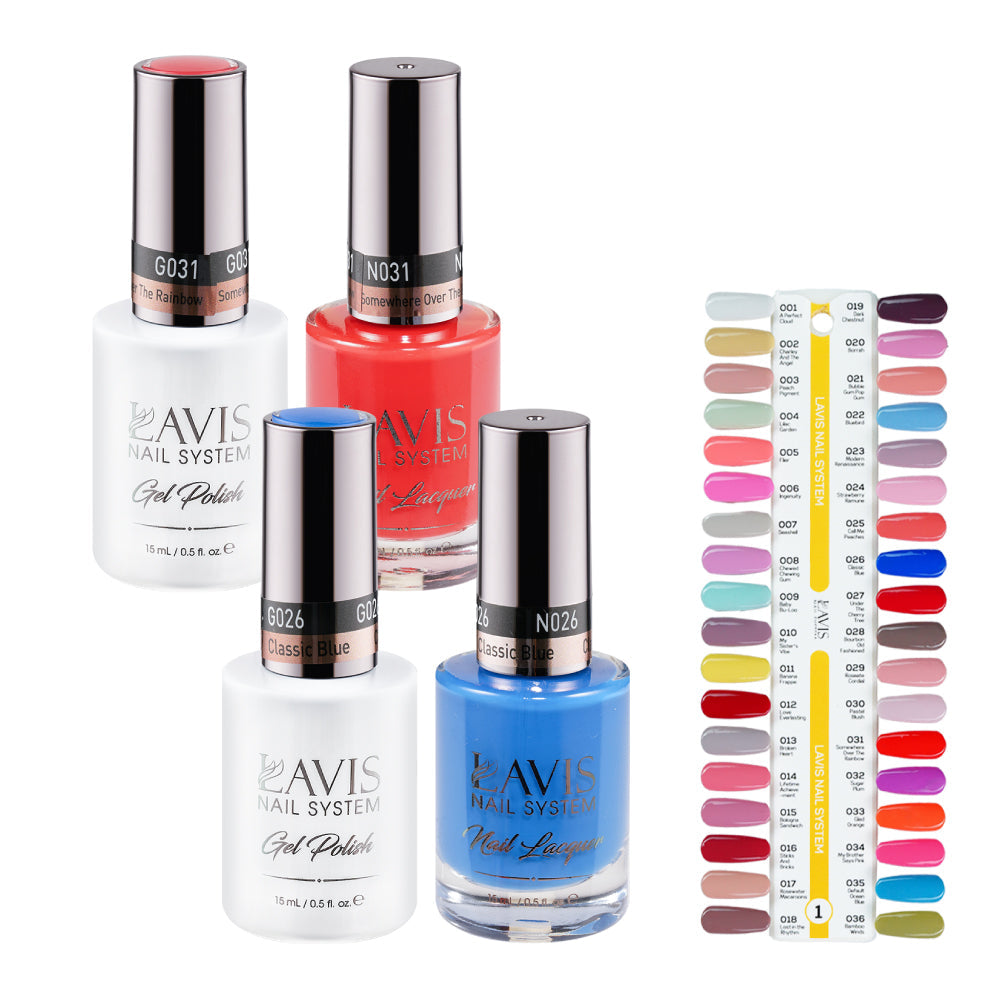 Lavis Gel Polish & Matching Nail Lacquer Duo Part 1: 001-036 (36 Colors)