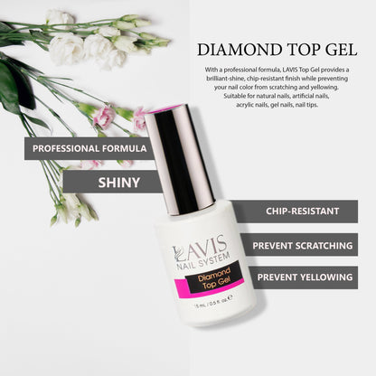 LAVIS Gel Base, Diamond Top, Protein Bond & Primer, Soft Gel Tip Adhesive - 0.5 oz