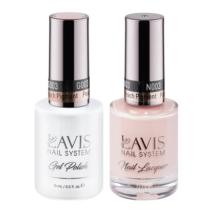 LAVIS 003 Peach Pigment - Gel Polish & Matching Nail Lacquer Duo Set - 0.5oz