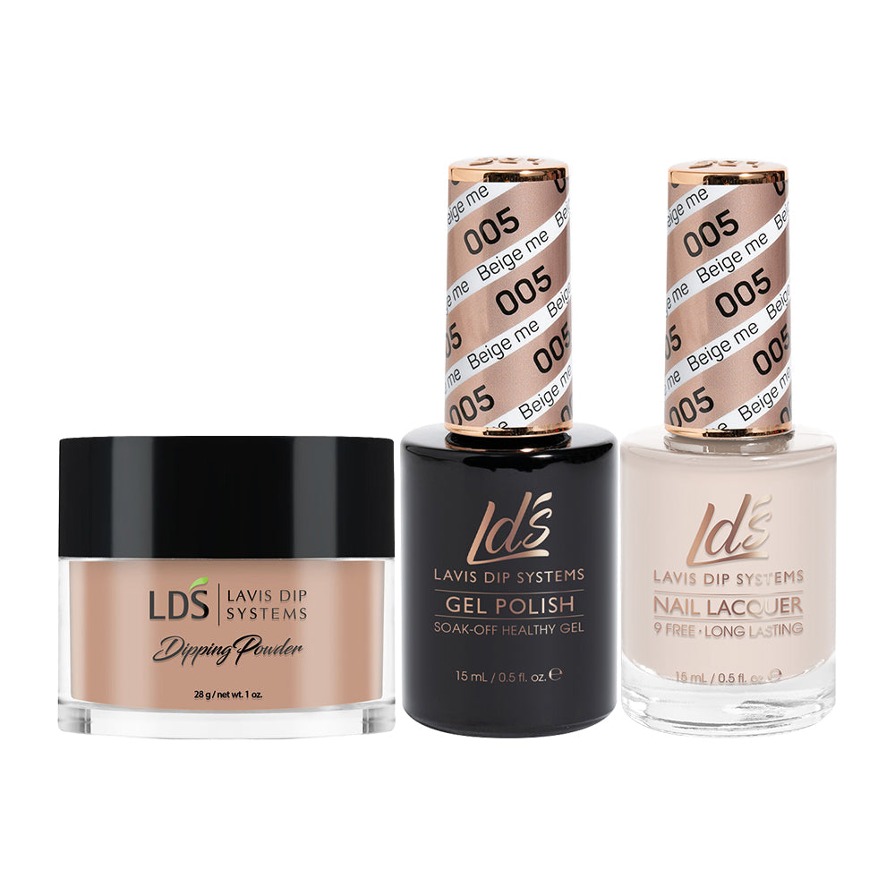 LDS 3 in 1 - 005 Beige Me - Dip (1oz), Gel & Lacquer Matching