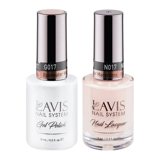 LAVIS 017 Rosewater Macaroons - Gel Polish & Matching Nail Lacquer Duo Set - 0.5oz