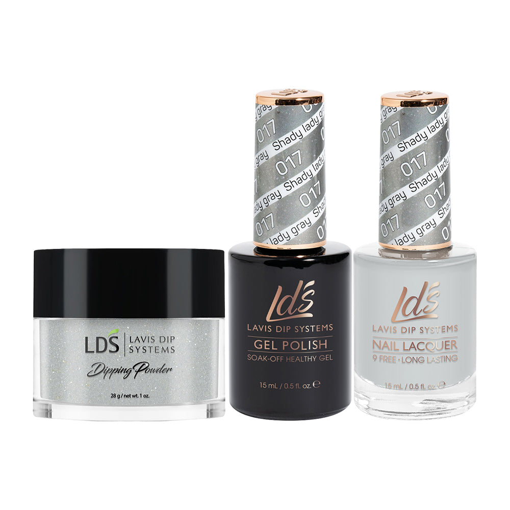 LDS 3 in 1 - 017 Shady Lady Gray - Dip (1oz), Gel & Lacquer Matching