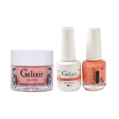 Gelixir 3 in 1 -  019 Carmine Pink - Acrylic & Dip Powder, Gel & Lacquer