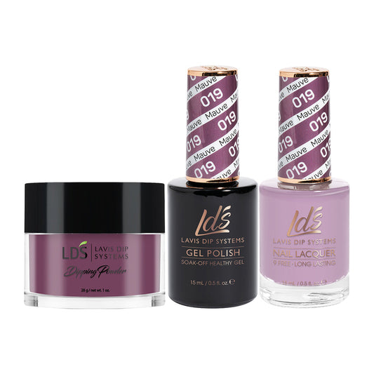 LDS 3 in 1 - 019 Mauve - Dip (1oz), Gel & Lacquer Matching