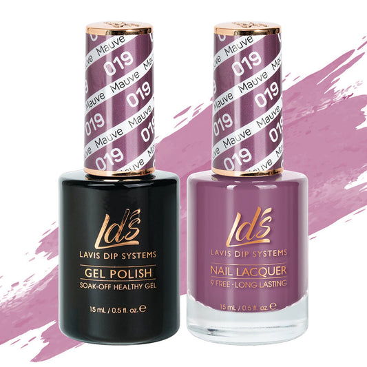 LDS 019 Mauve - LDS Healthy Gel Polish & Matching Nail Lacquer Duo Set - 0.5oz