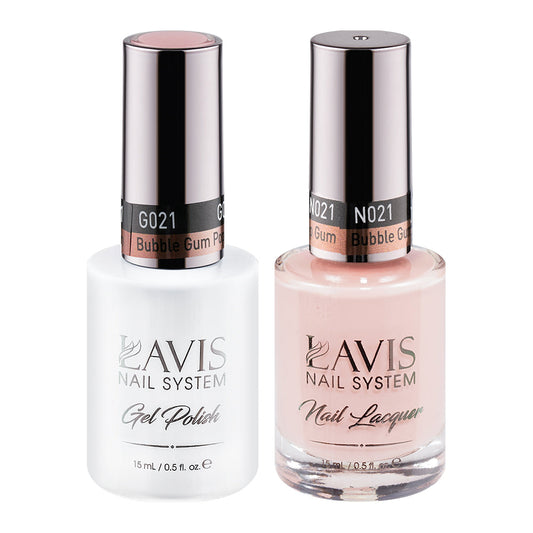 LAVIS 021 Bubble Gum Pop Gum - Gel Polish & Matching Nail Lacquer Duo Set - 0.5oz