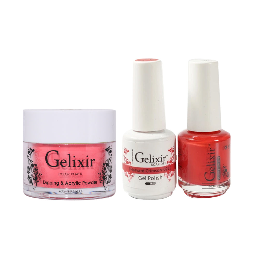 Gelixir 3 in 1 -  022 Harvard Crimson - Acrylic & Dip Powder, Gel & Lacquer