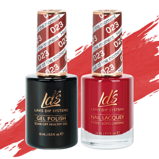 LDS 023 Heat Of The Moment - LDS Healthy Gel Polish & Matching Nail Lacquer Duo Set - 0.5oz