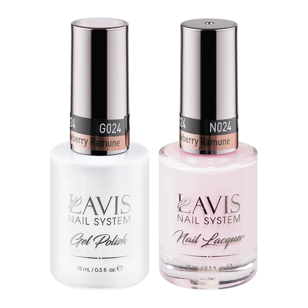 LAVIS 024 Strawberry Ramune - Gel Polish & Matching Nail Lacquer Duo Set - 0.5oz