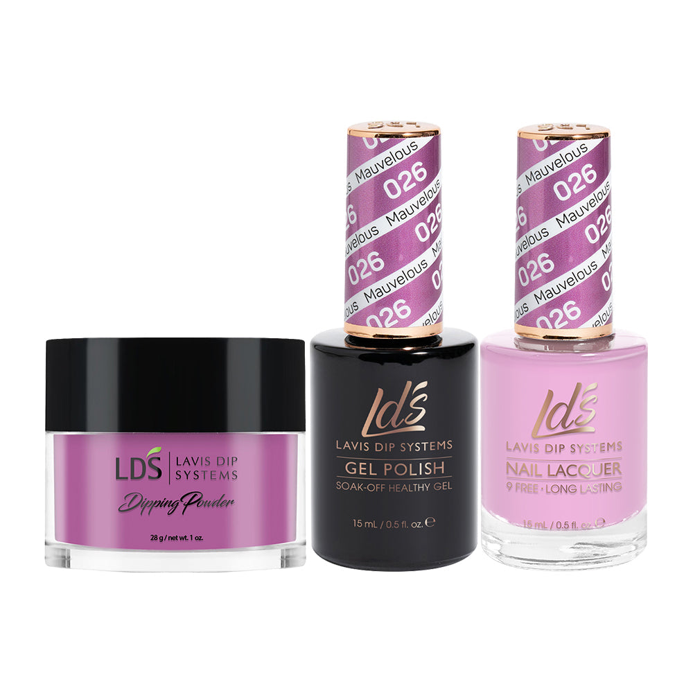 LDS 3 in 1 - 026 Mauvelous - Dip (1oz), Gel & Lacquer Matching
