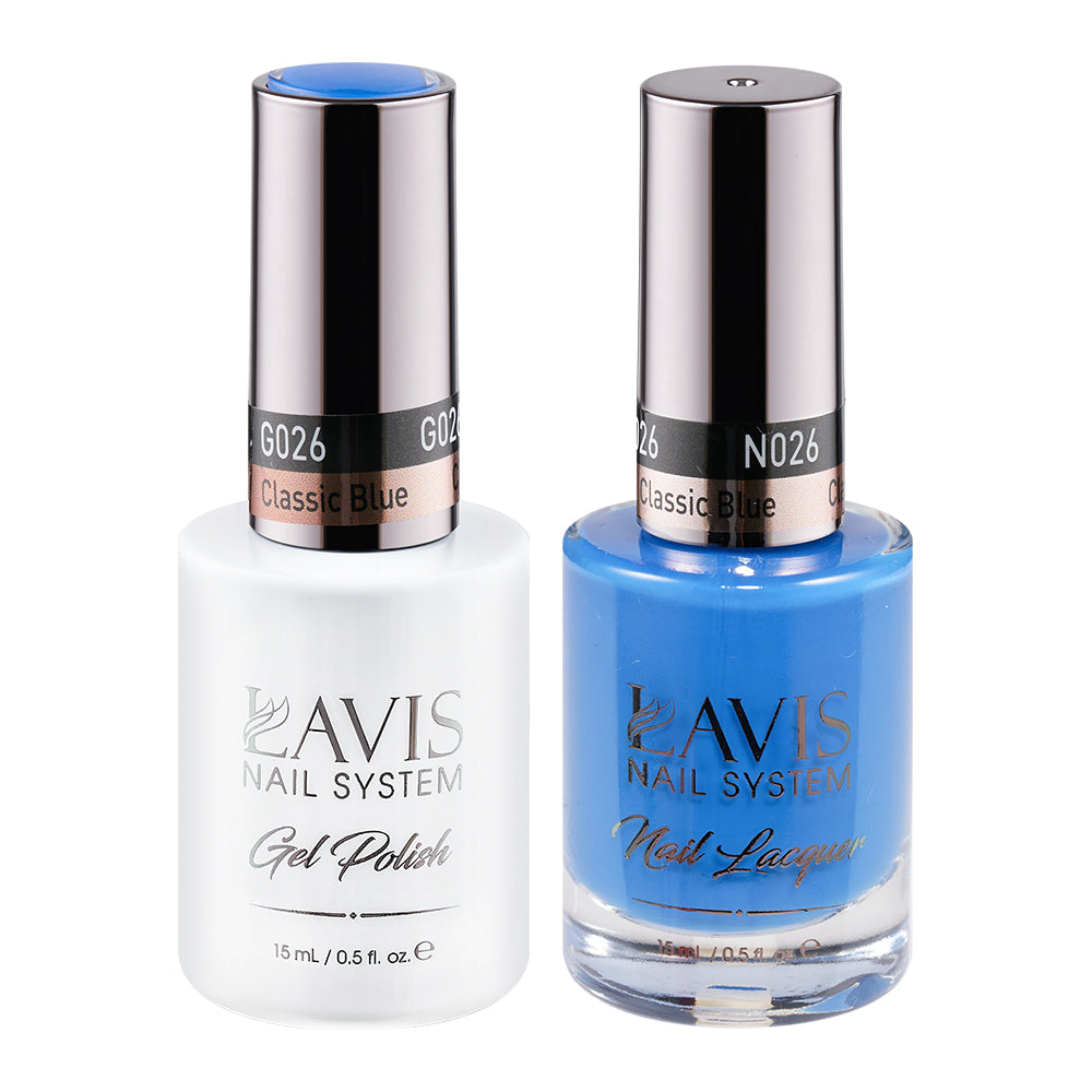 LAVIS 026 Classic Blue - Gel Polish & Matching Nail Lacquer Duo Set - 0.5oz