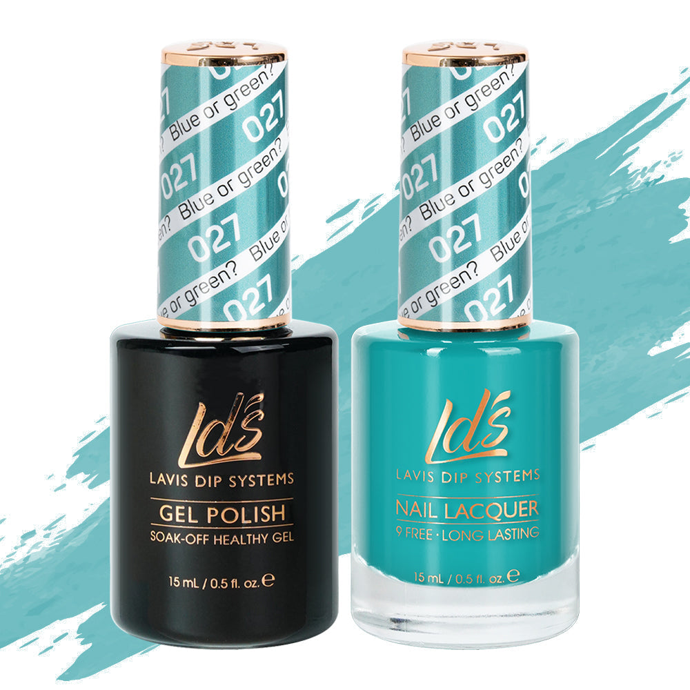 LDS 027 Blue Or Green - LDS Healthy Gel Polish & Matching Nail Lacquer Duo Set - 0.5oz