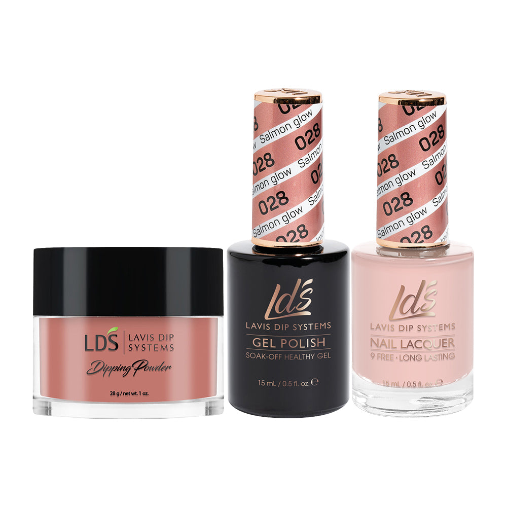 LDS 3 in 1 - 028 Salmon Glow - Dip (1oz), Gel & Lacquer Matching