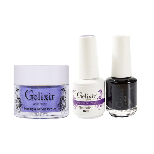 Gelixir 3 in 1 -  029 Dark Violet - Acrylic & Dip Powder, Gel & Lacquer