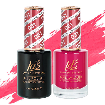 LDS 031 La Vie En Rose - LDS Healthy Gel Polish & Matching Nail Lacquer Duo Set - 0.5oz