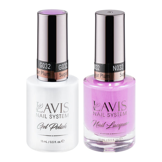 LAVIS 032 Sugar Plum - Gel Polish & Matching Nail Lacquer Duo Set - 0.5oz