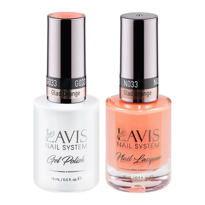 LAVIS 033 Glad Orange - Gel Polish & Matching Nail Lacquer Duo Set - 0.5oz