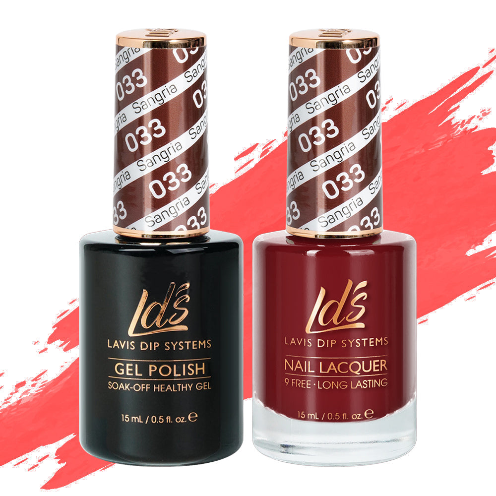 LDS 033 Sangria - LDS Healthy Gel Polish & Matching Nail Lacquer Duo Set - 0.5oz