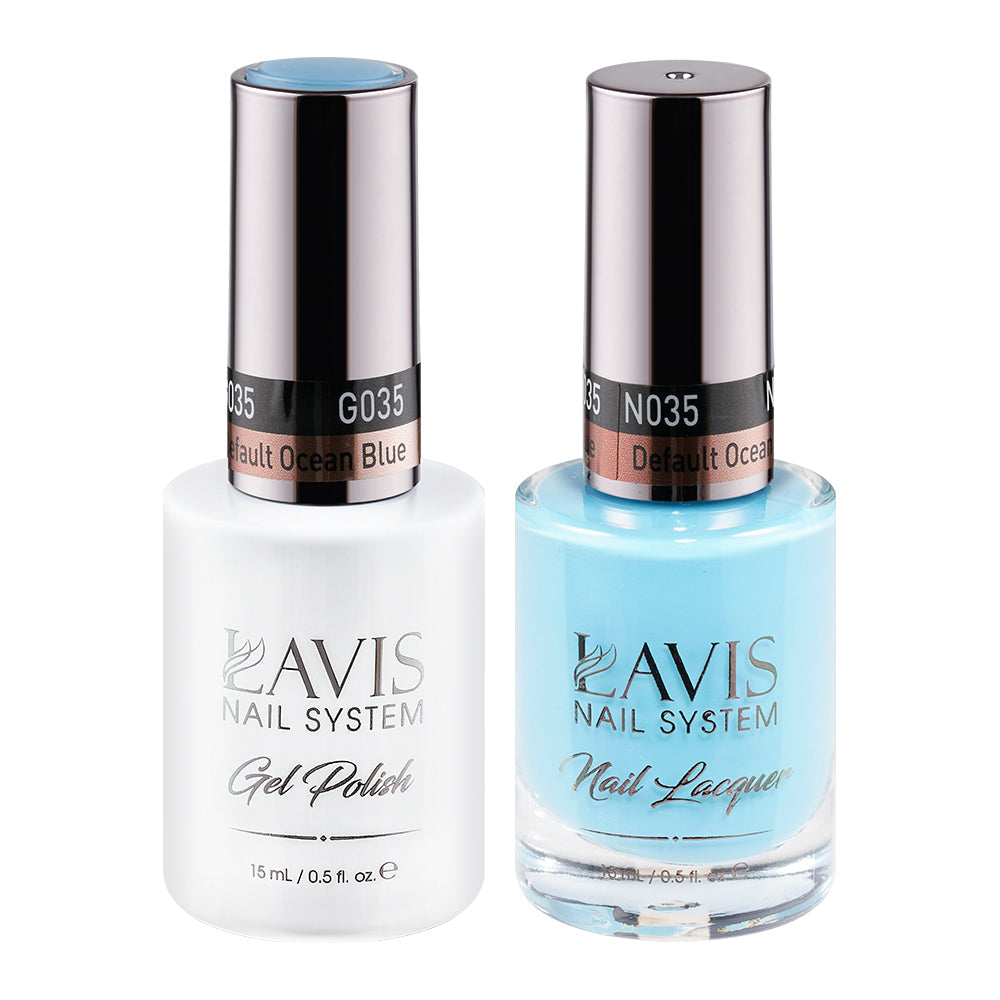 LAVIS 035 Default Ocean Blue - Gel Polish & Matching Nail Lacquer Duo Set - 0.5oz