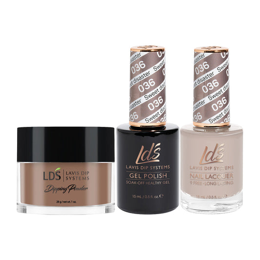 LDS 3 in 1 - 036 Sweet Disaster - Dip (1oz), Gel & Lacquer Matching