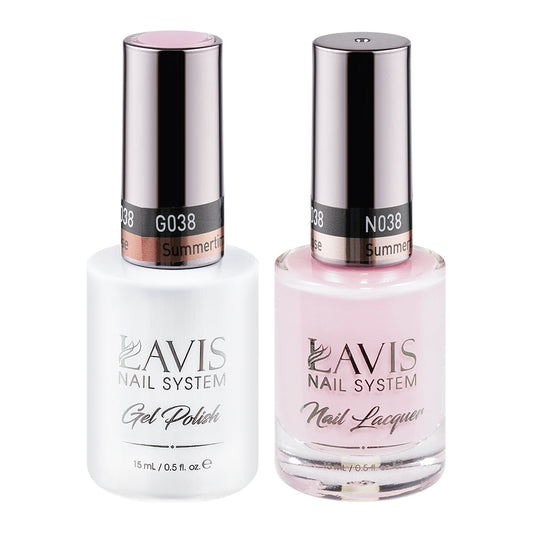 LAVIS 038 Summertime Rose - Gel Polish & Matching Nail Lacquer Duo Set - 0.5oz