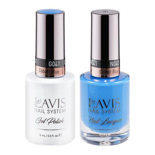 LAVIS 041 Cobalt Blue - Gel Polish & Matching Nail Lacquer Duo Set - 0.5oz