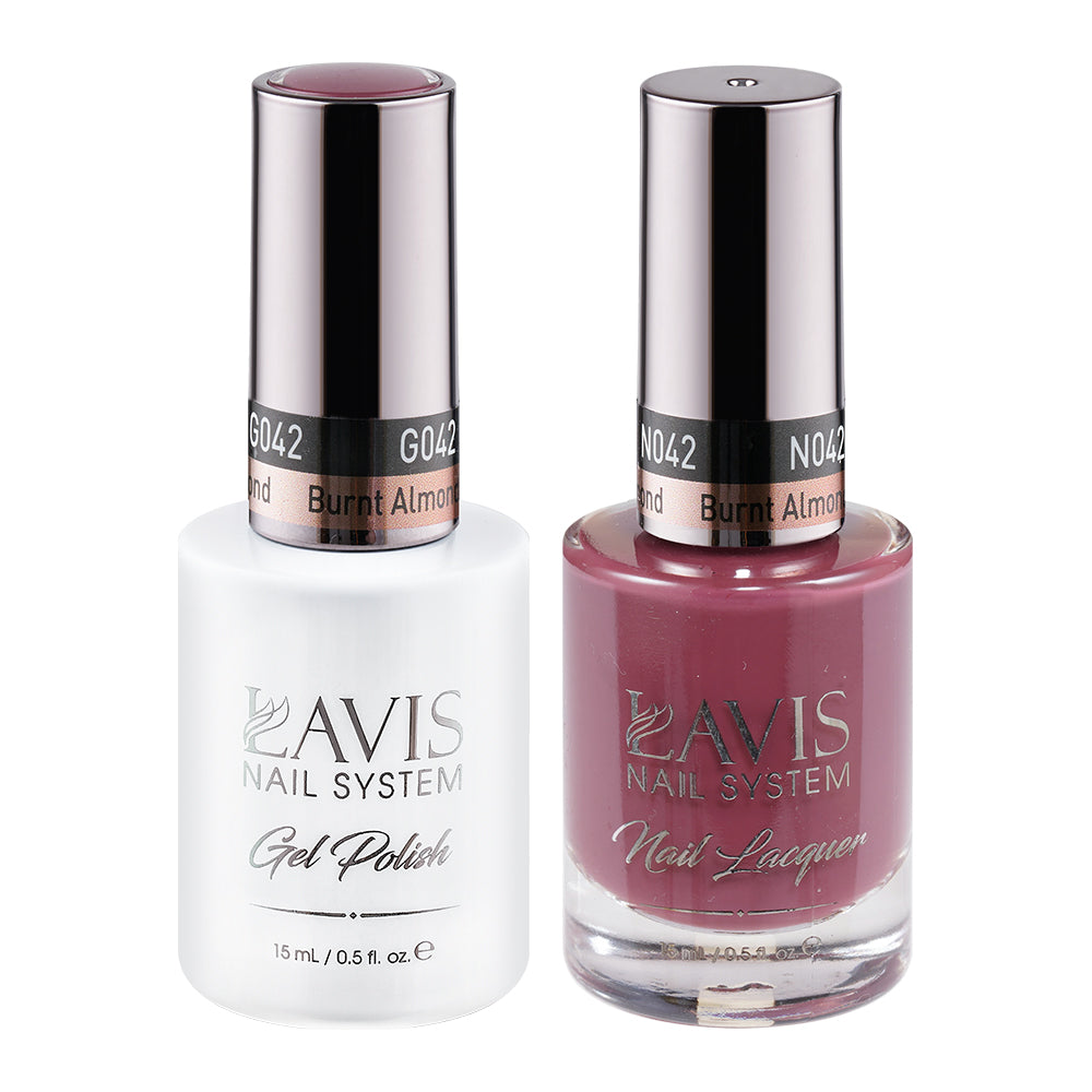 LAVIS 042 Burnt Almond - Gel Polish & Matching Nail Lacquer Duo Set - 0.5oz