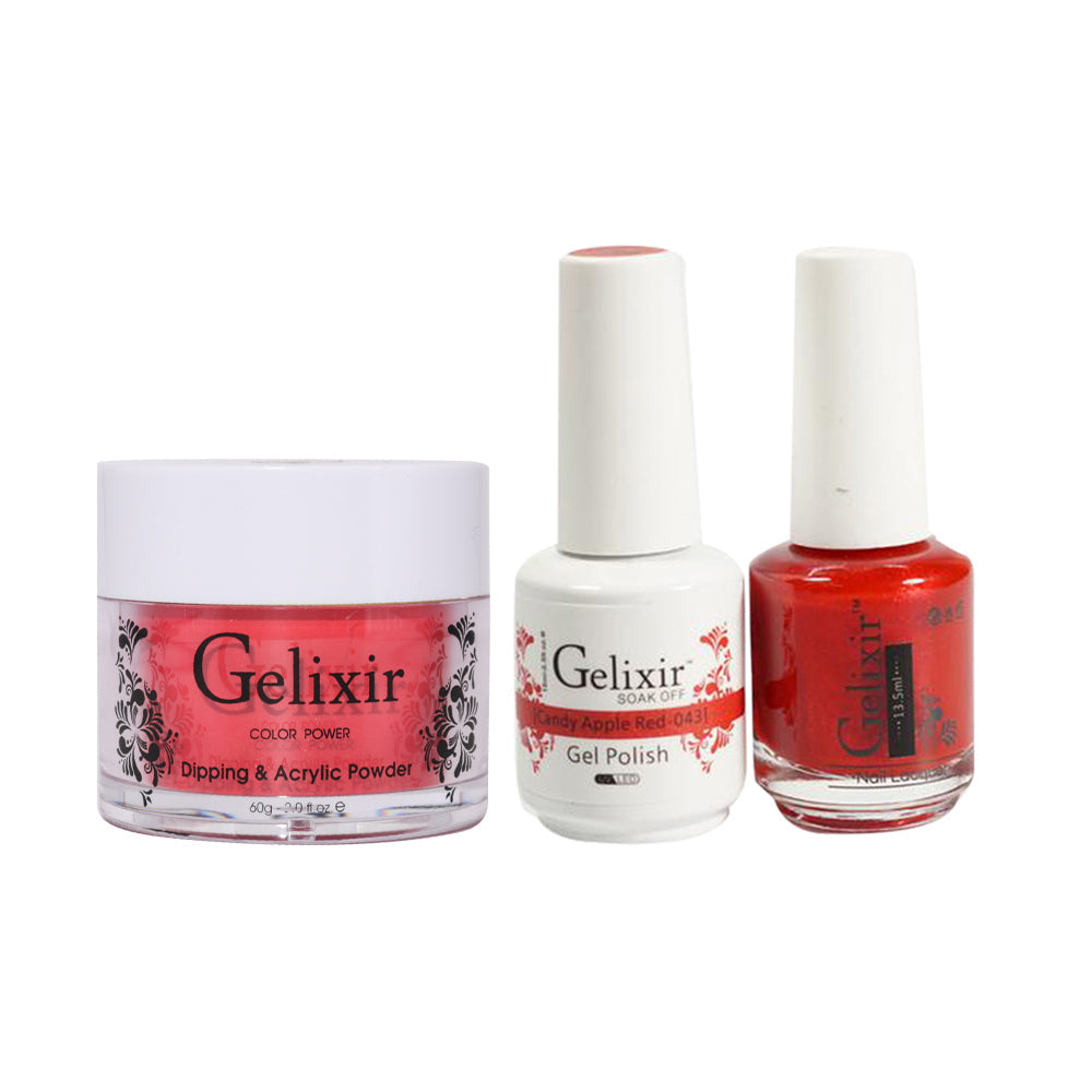 Gelixir 3 in 1 -  043 Candy Apple Red - Acrylic & Dip Powder, Gel & Lacquer