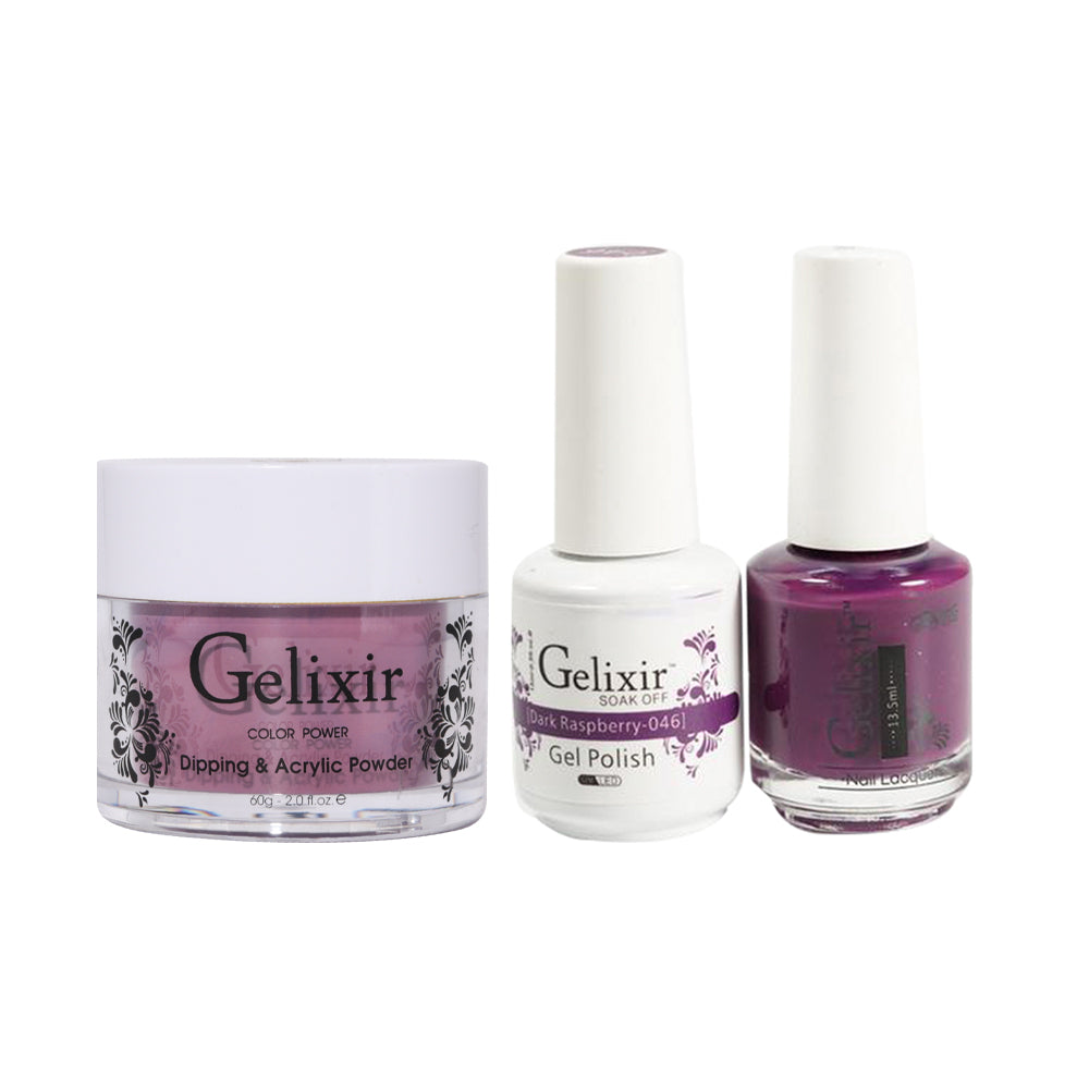 Gelixir 3 in 1 -  046 Dark Raspberry - Acrylic & Dip Powder, Gel & Lacquer