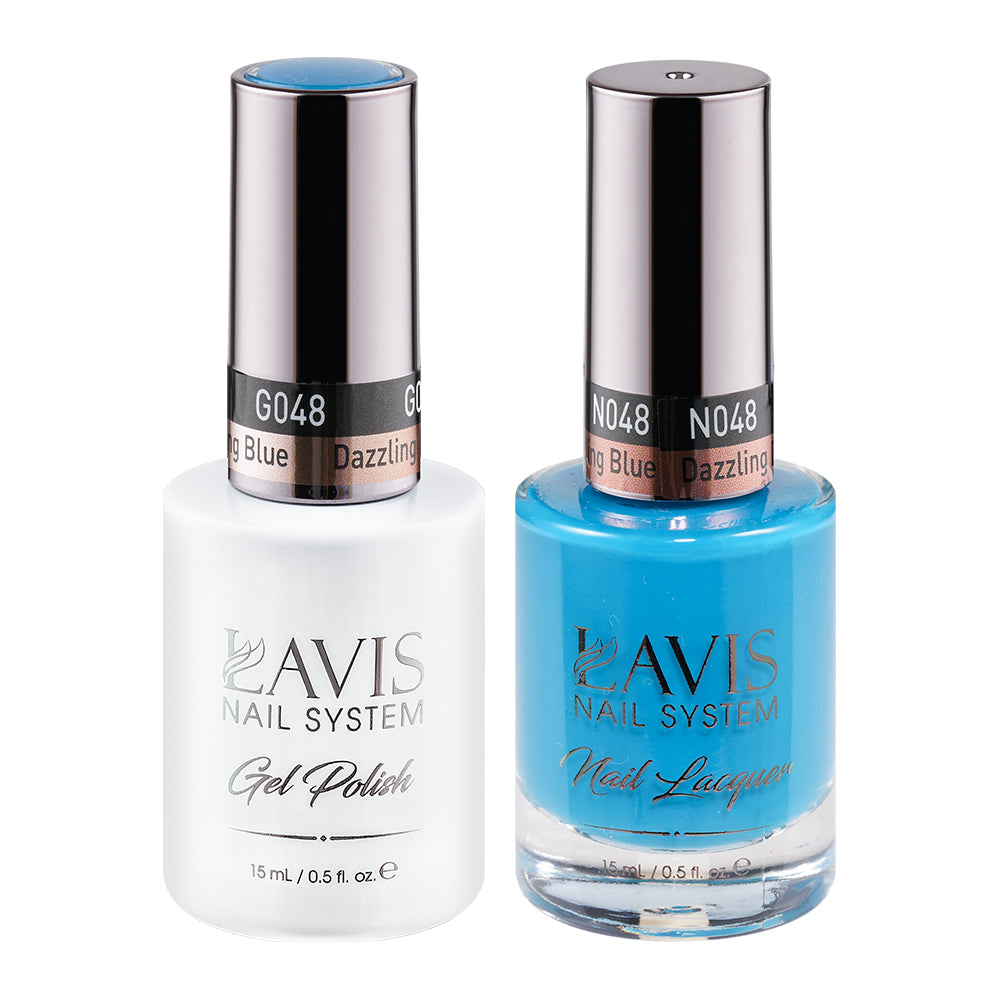 LAVIS 048 Dazzling Blue - Gel Polish & Matching Nail Lacquer Duo Set - 0.5oz