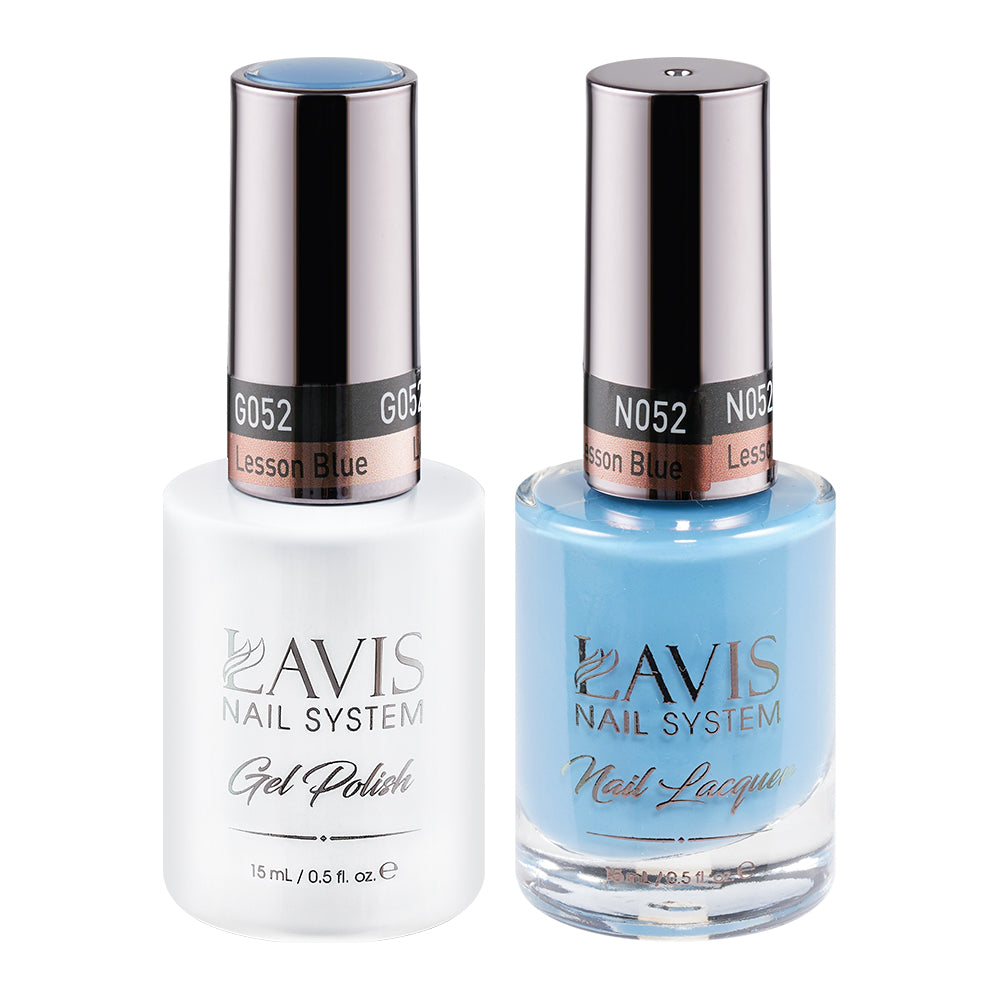 LAVIS 052 Lesson Blue - Gel Polish & Matching Nail Lacquer Duo Set - 0.5oz