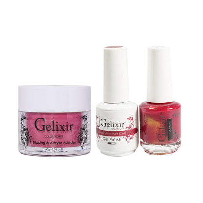 Gelixir 3 in 1 -  054 Red Shimmer - Acrylic & Dip Powder, Gel & Lacquer