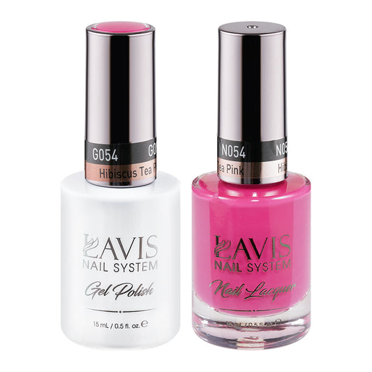 LAVIS 054 Hibiscus Tea Pink - Gel Polish & Matching Nail Lacquer Duo Set - 0.5oz
