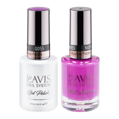 LAVIS 055 Mystical Purple - Gel Polish & Matching Nail Lacquer Duo Set - 0.5oz