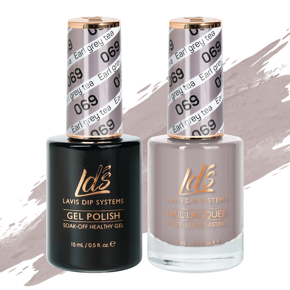 LDS 069 Earl Grey Tea - LDS Healthy Gel Polish & Matching Nail Lacquer Duo Set - 0.5oz